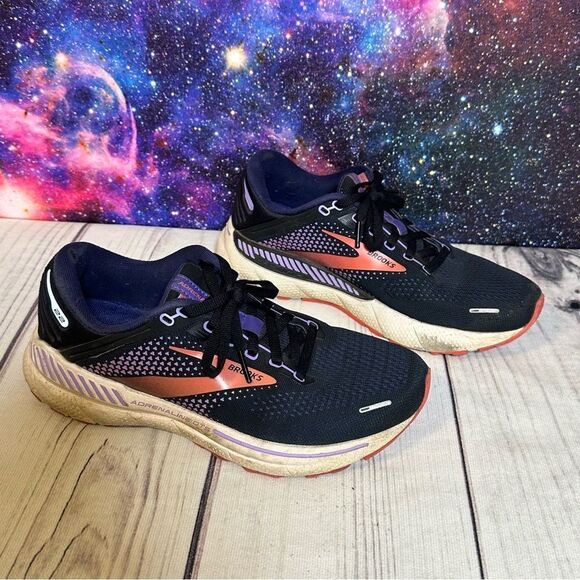 Brooks Adrenaline GTS Women Sz 8 D Black/Purple Athletic Sneaker Running Shoes - Picture 1 of 10